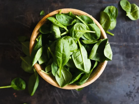 image of spinach in a bowl from above