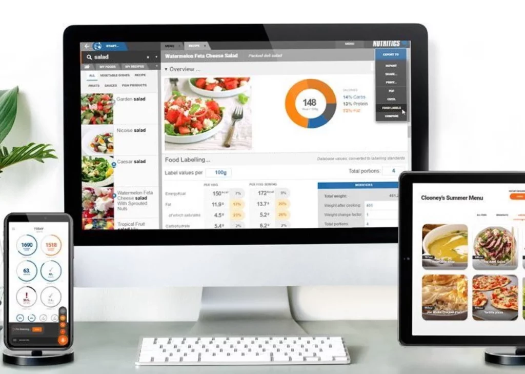 image of desktop pc with a screen showing Nutritics on it