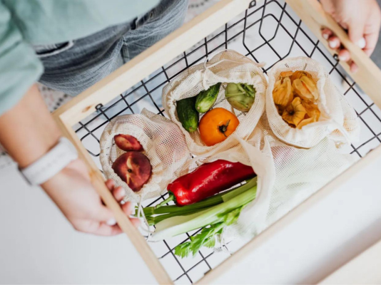 Vegetables in shopping basket