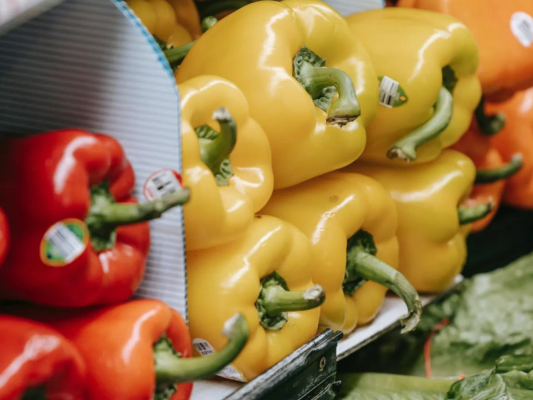 Different coloured peppers