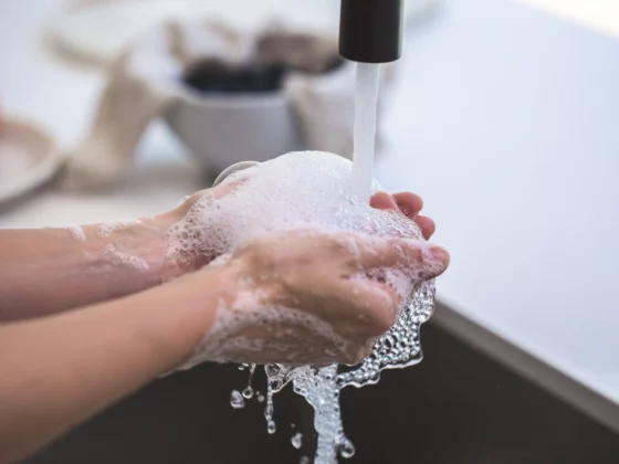 photo of someone washing their hands with suds