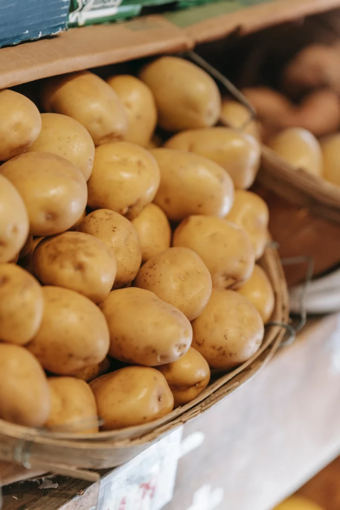 photo of potatoes in a burlap sack