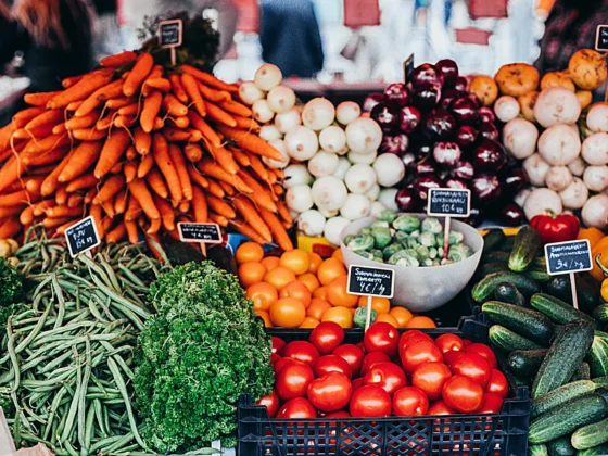 fresh foods on a market stall