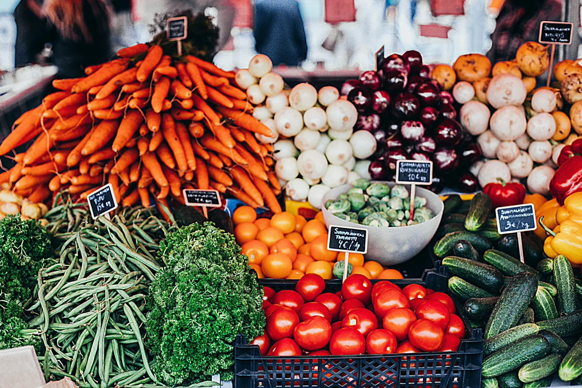 fresh foods on a market stall