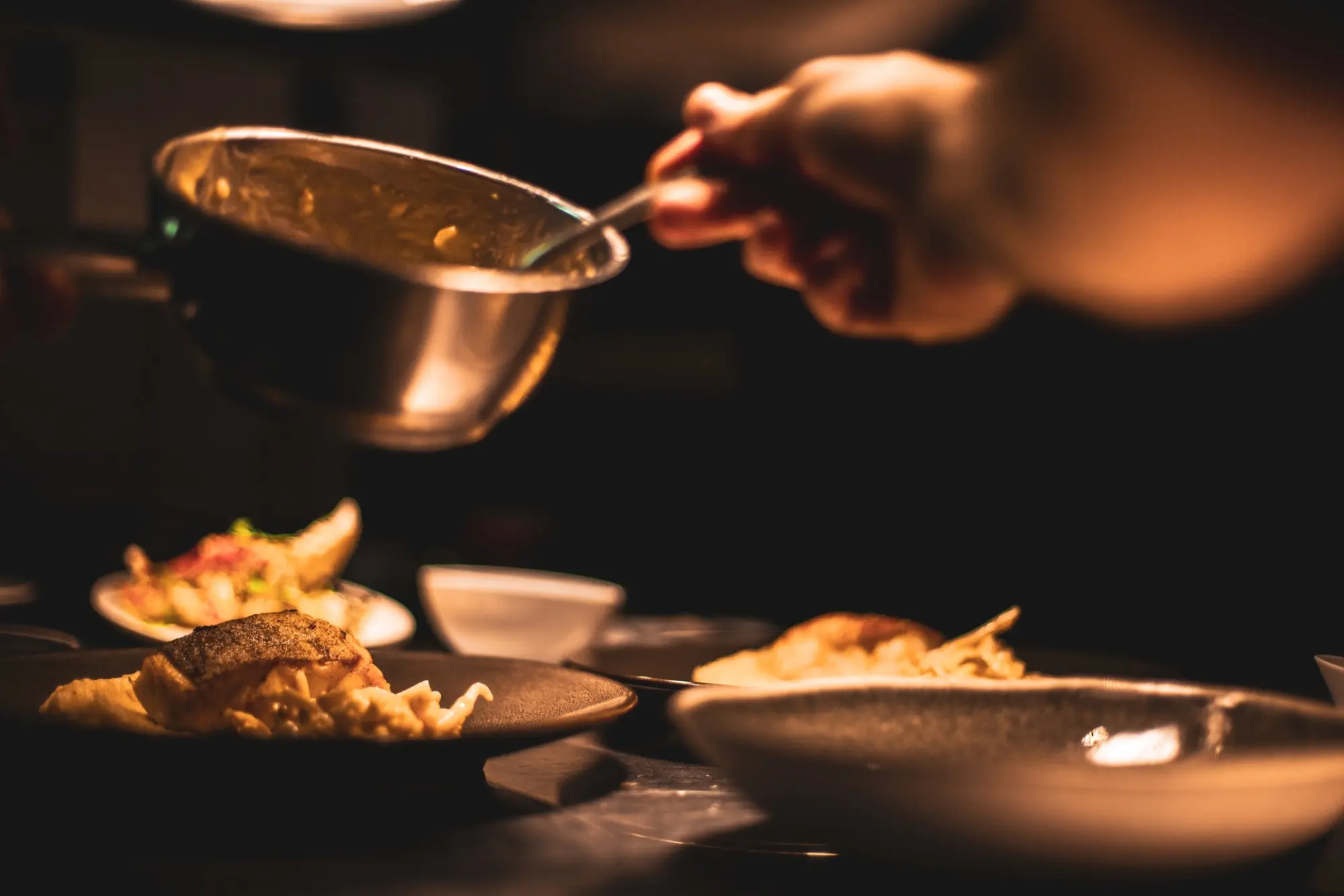 close up of pan in commercial kitchen