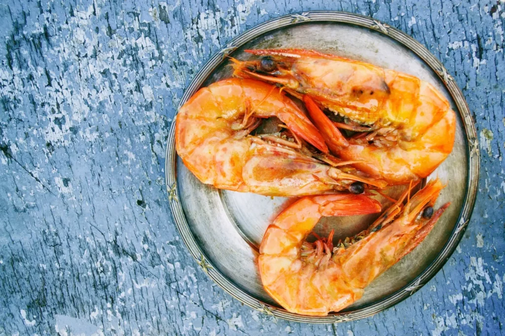 prawns on a dish