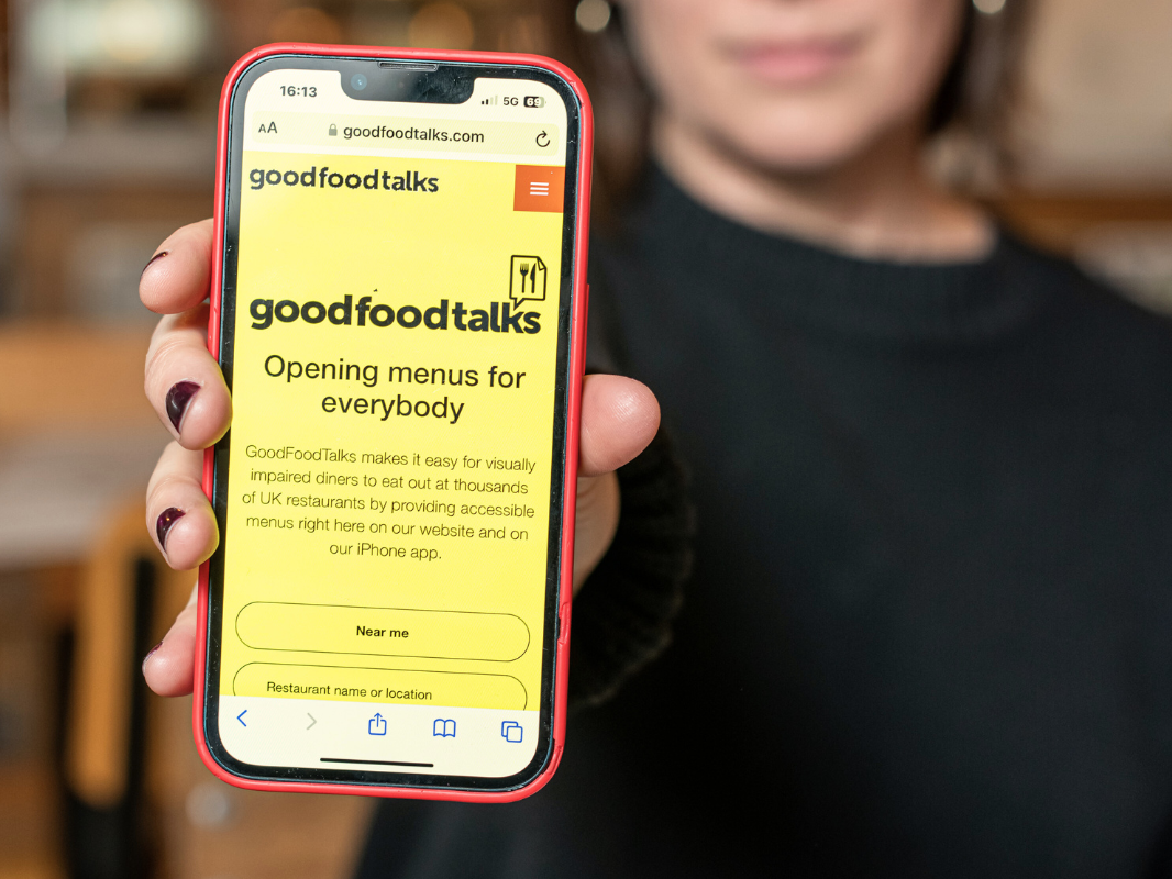 Customer using Good Food Talks' app on their phone