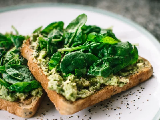 avocado and spinach on toast