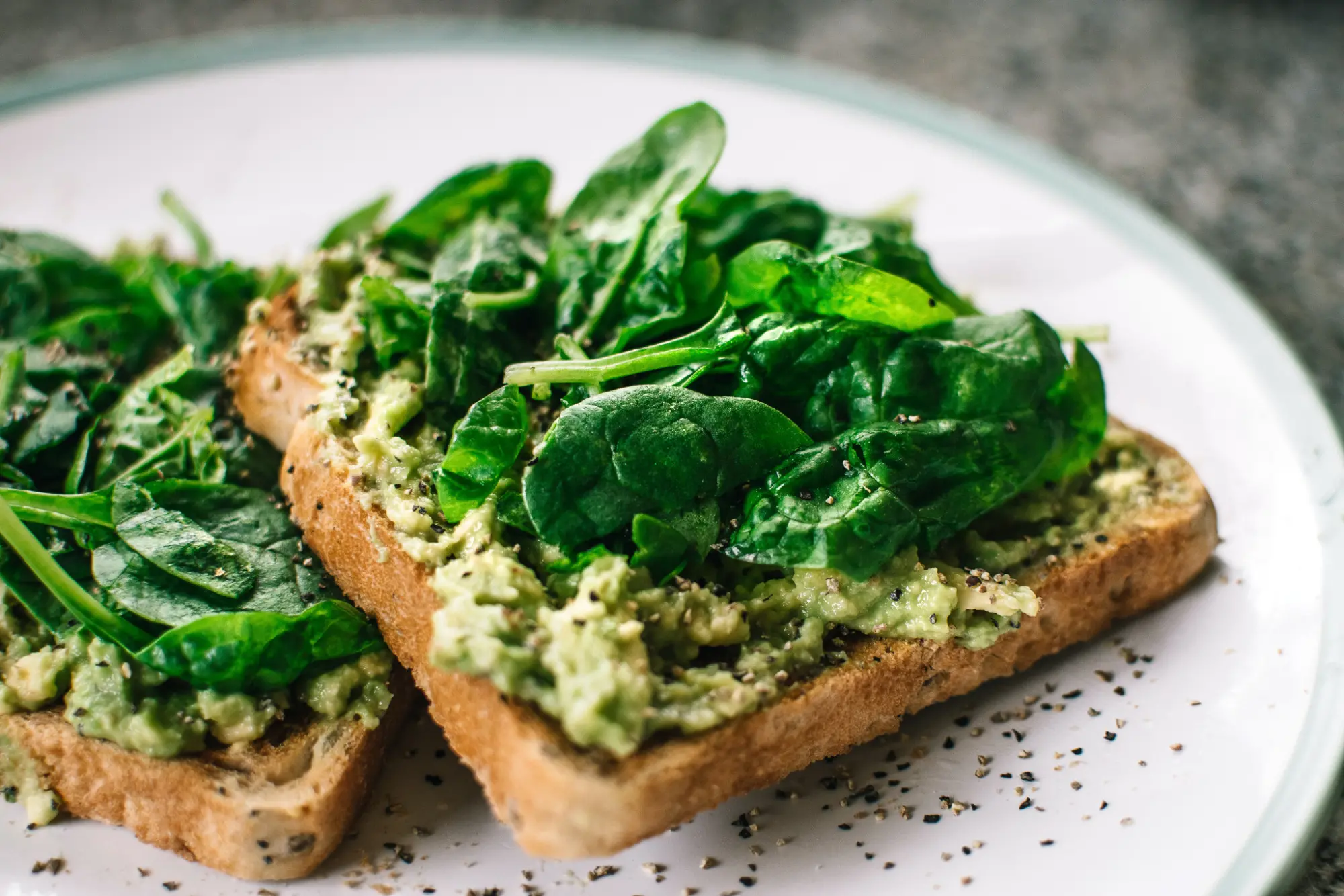 avocado and spinach on toast