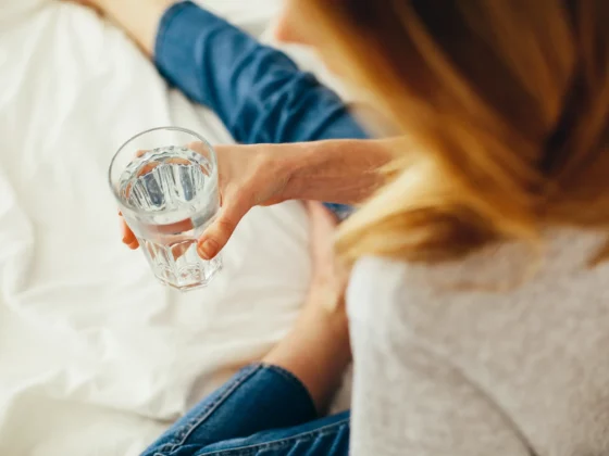 woman drinking water