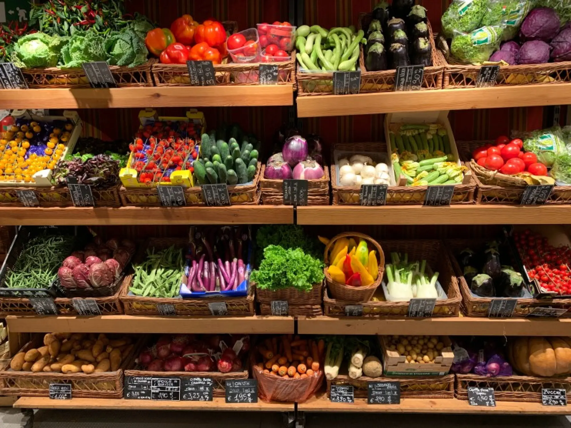 fresh fruit and veg in a shop