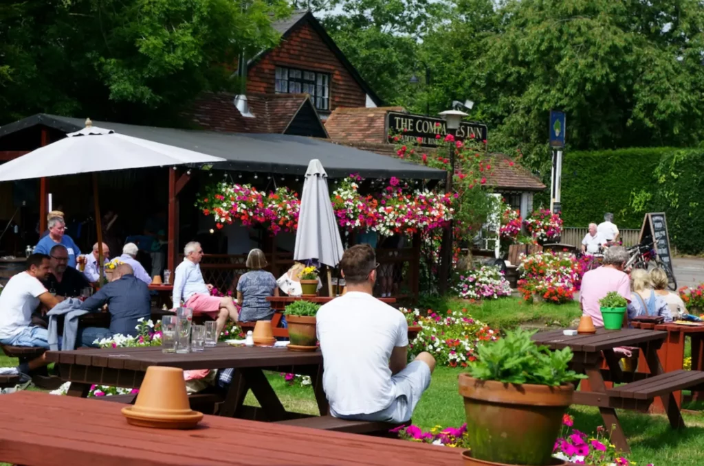 people in a pub garden