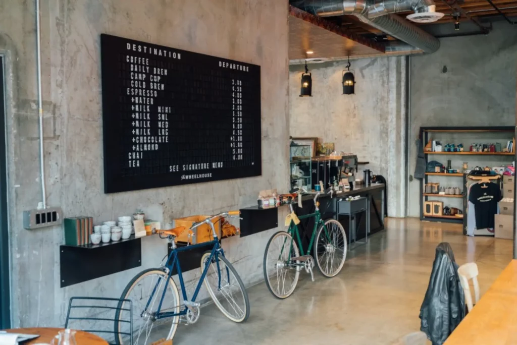 cafe with a bike in it