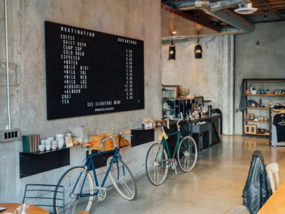 cafe with a bike in it