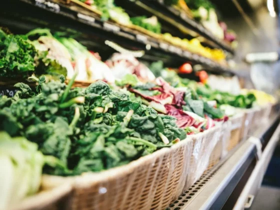 fresh vegetables shown in a supermarket