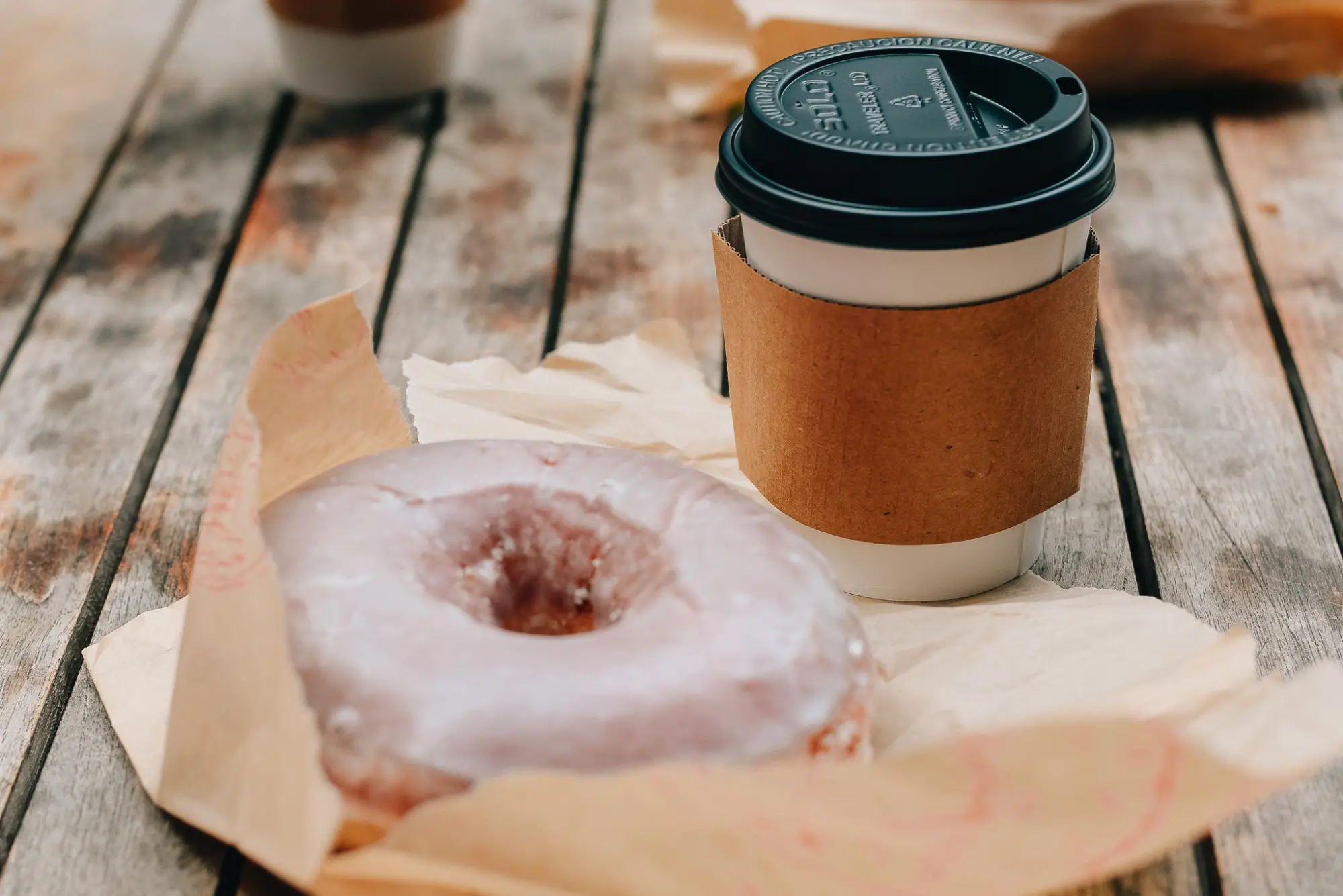 takeaway donut and coffee