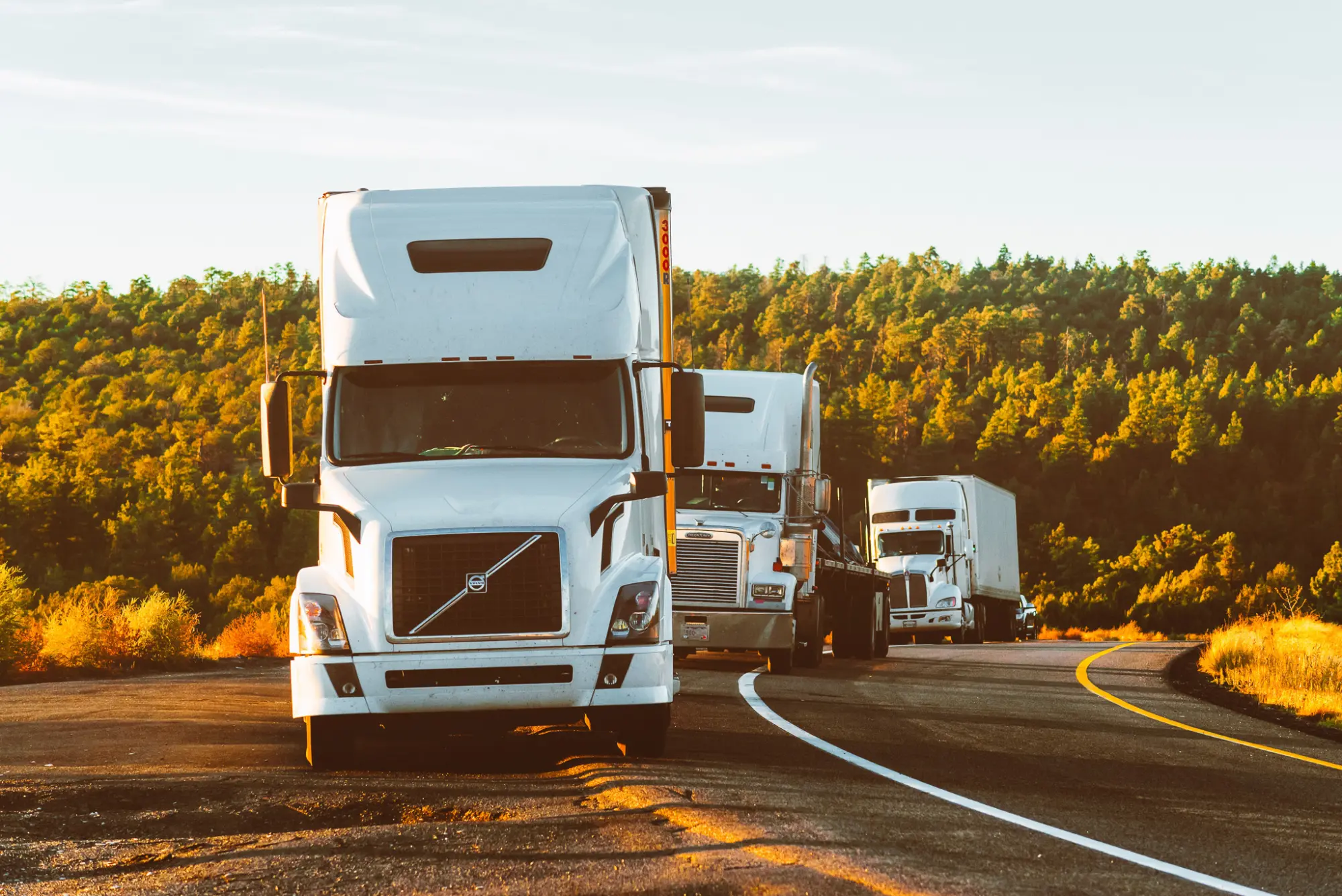 trucks on a road