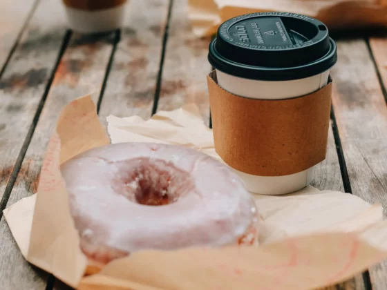 takeaway donut and coffee